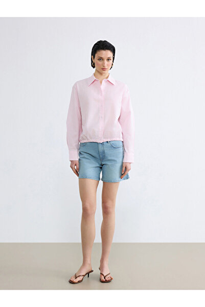 LC Waikiki Özmarka Νέας Σεζόν Ριγέ Oversize Γυναικείο Πουκάμισο Oxford