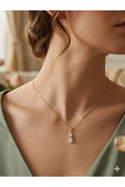 ESRADA قلادة 3S Minimalist Double Crystal T مرصّع بالأحجار ذات السلسلة الفولاذية