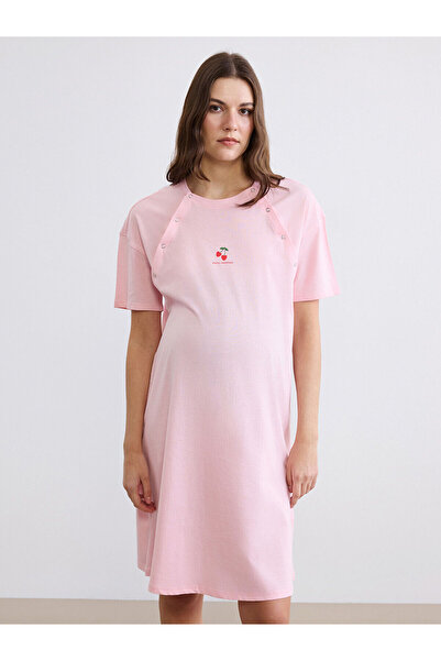 LC Waikiki Peak New Season Crew Neck Printed Maternity Nightgown