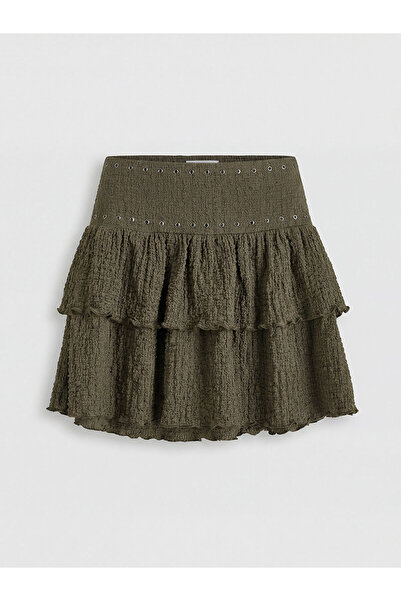 LC Waikiki Fusta Katkat pentru fete Özmarka, sezon nou, cu detaliu ochiuri de...