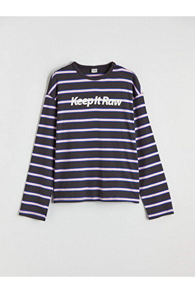 LC Waikiki Tricou pentru copii Antracit Bis guler rotund z cu dungi z DE LA G...