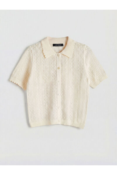 LC Waikiki Özmarka Νέας Σεζόν Γυναικείο Πλεκτό Πουλόβερ με Γιακά Πόλο και Διά...