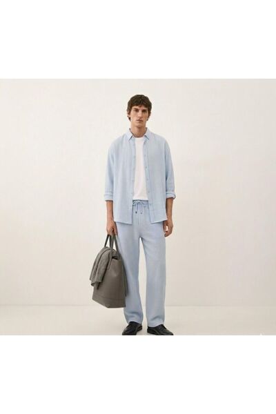 Weyeze Men's Muslin Long Sleeve Shirt & Pants Set Summer Casual Fit 2-Piece T...