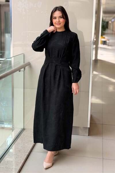 Nuss Beli Bağlama Kuşaklı Elbise