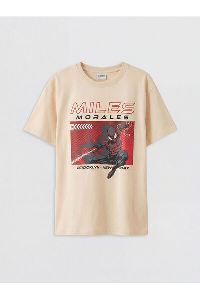 LC Waikiki تي شيرت للأولاد من Peak New Season برقبة دائرية مطبوع عليه سبايدر مان