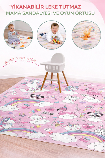 Evdek Water Repellent,Yer/ Mama Sandalyesi Altı,Aktivite,Yemek ve Oyun Örtüsü...