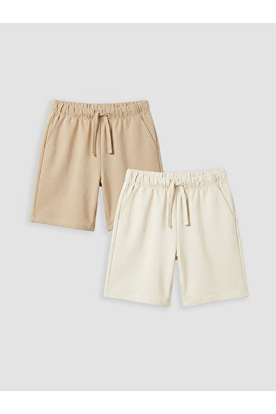 LC Waikiki Nevavm Farkıyla Lcw Kids Beige Elastic Waist Boys' Shorts 2-Pack -...