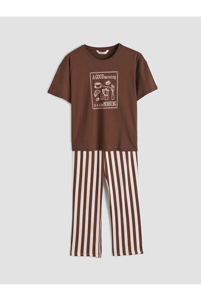 LC Waikiki Özmarka New Season Crew Neck Printed Women's Pajama Set