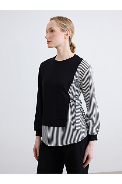 LC Waikiki Ozmarka New Season Bowknot Striped Women's Sweatshirt Tunic