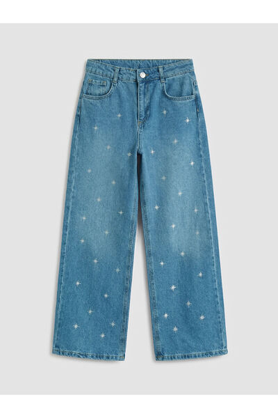 LC Waikiki Vizyon New Season Wideleg Printed Girls' Jean Pants