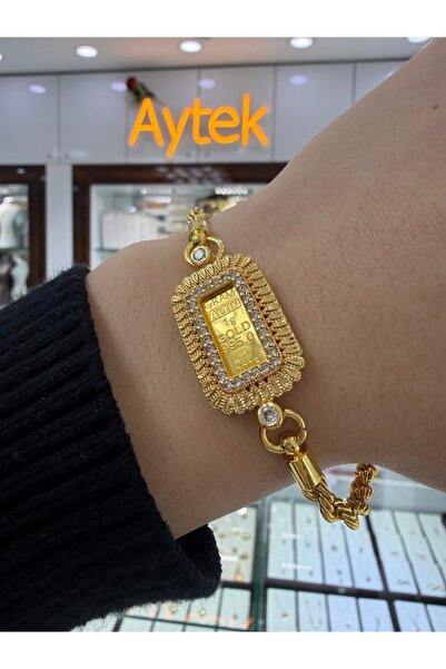 aytekgold 24 Ayar Gram Altınlı Külçe Pullu Bileklik