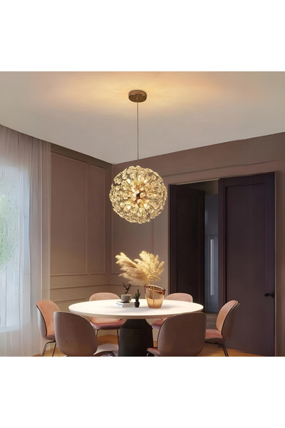 RFAN LED Pendant Chandelier, Model 3350/400, Crystal Texture, Metal, 8 X G9, ...