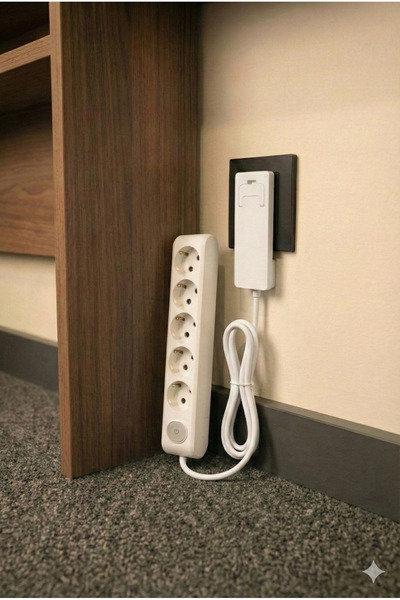 Gündüz Elektromarket Ultra İnce Fişli Uzatma Kablosu 5’li Anahtarlı (1,5M)dar...