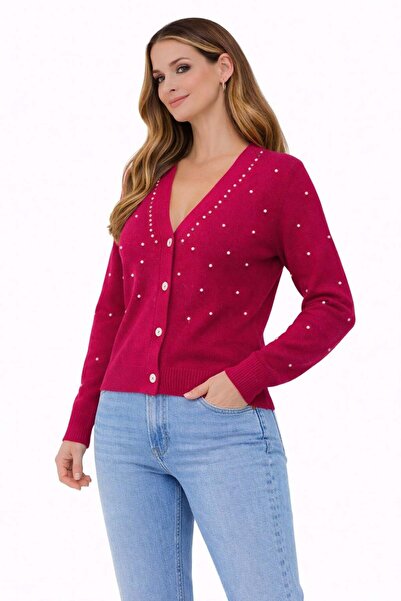 ModaPlaza Cardigan de damă cu perle și pietre 7445