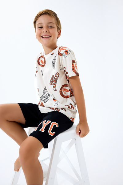 ROLY POLY Set de două piese cu tricou și pantaloni scurți pentru băieți, bej