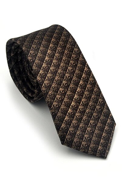 Gaffy Smeđa kocka Sa deznom Bež tkana tkanina Maramica Slim fit Kravata // SD...