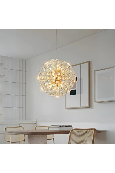 RFAN LED Pendant Lamp, Model 3350/500, Crystal Texture, Metal, 9 X G9, Gold