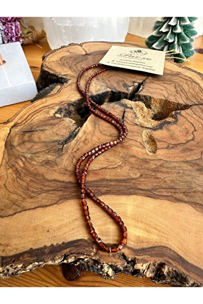 parze doğaltaş Hessonite Cube Cut String Necklace