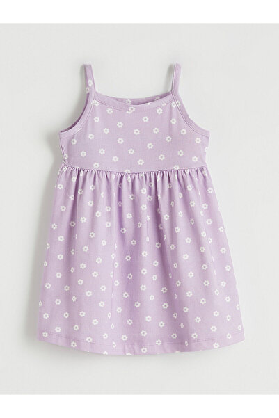LC Waikiki Nevavm Floral Girl's Dress with Straps and a Difference in Color