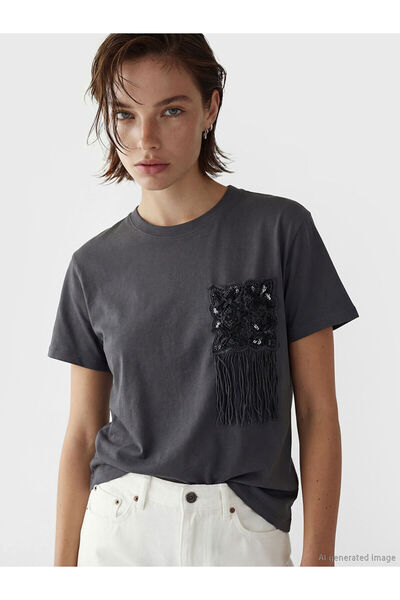 LC Waikiki Peak New Season Crew Neck Blouse with Tassel Detail