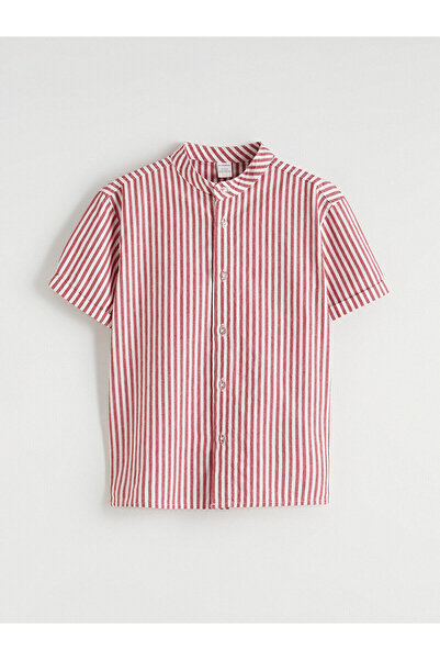 LC Waikiki Peak New Season Hakim Collar Short Sleeve Striped Boys' Shirt