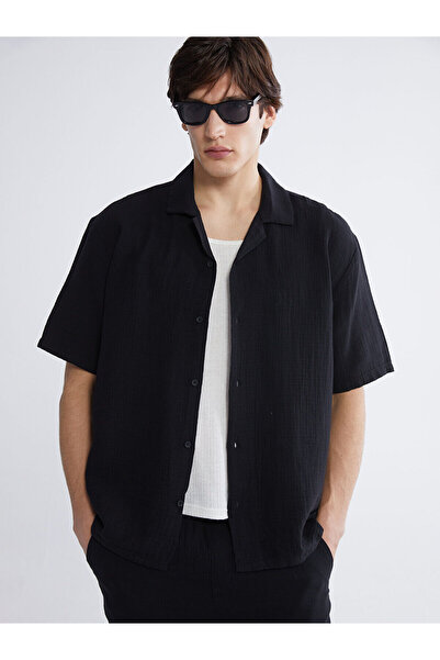 LC Waikiki Ozmarka New Season Loose Fit Resort Collar Muslin Men's Shirt