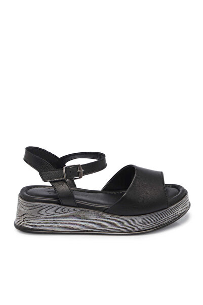 Tergan Siyah Hakiki Deri Kadın Sandalet - K25Y1SN67926-A23