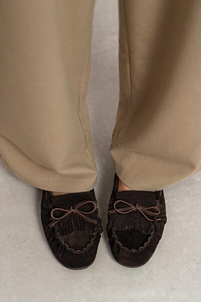 NİŞANTAŞI SHOES Ferre Bitter Brown piele întoarsă piele naturală Detaliu cu ș...