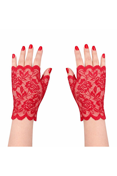 ArkhenX Red Lace Fingerless Short Gloves