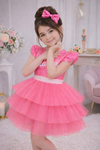 RUMİ KİDS TAÇLI DOĞUM GÜNÜ PARTİ PEMBE ELBİSE