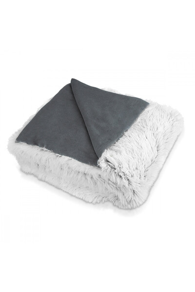 Navaris reversible blanket with fur, 150 x 200, gray, 49847.22.02
