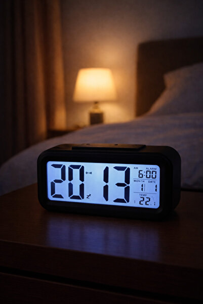 Doğan Ticaret Dijital LED Alarm Saat-Karanlık Sensörlü– Büyük Ekranlı Masa Sa...