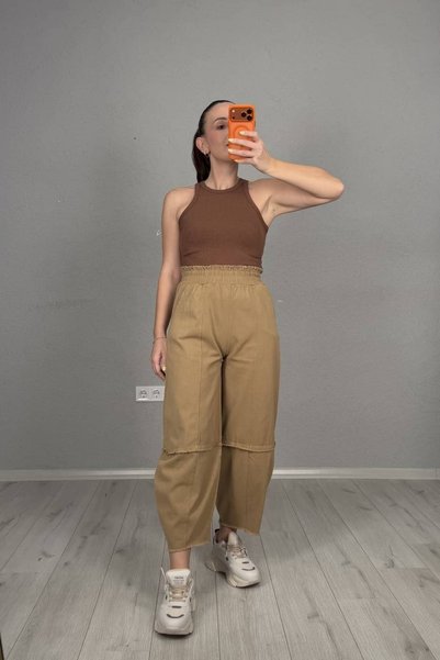 lady special بنطلون مينك بقصّة عند الركبتين قماش غبردين