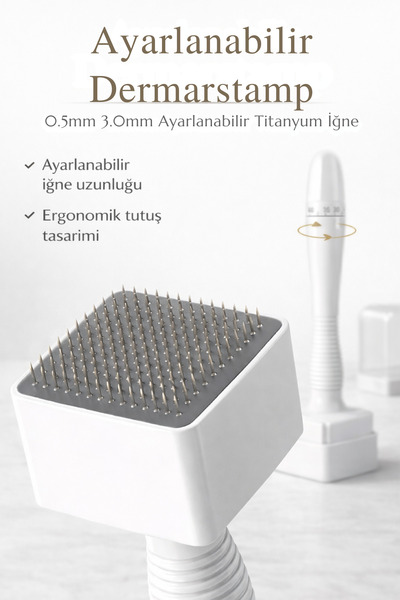 Dermotik Adjustable Dermastamp 0.25-3mm Titanium Micro Needle Device for Hair and Beard Growth and Skin Care