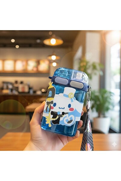 kt kuzey tacı Cinnamoroll Temalı İkili Bölmeli Pipetli Su Matarası – Askılı T...