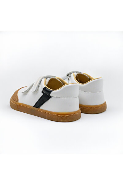 titanitos Pantofi barefoot baieti CRB540 Rafale – Blanco Negro, piele naturală, talpă plată (drop 0)
