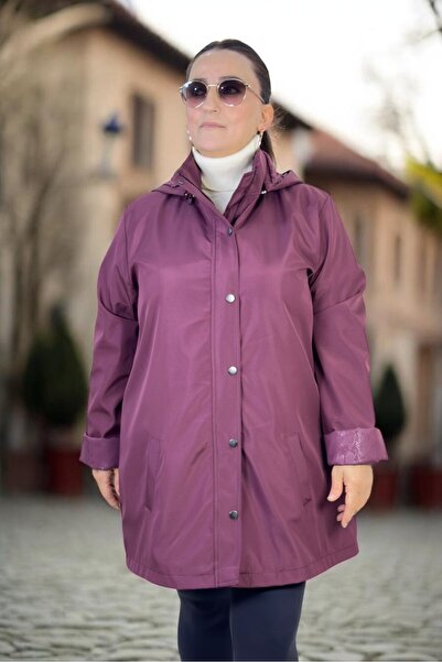 yagmurberen Removable Hooded Snap and Zipper Closure Imported Bonded Fabric E...