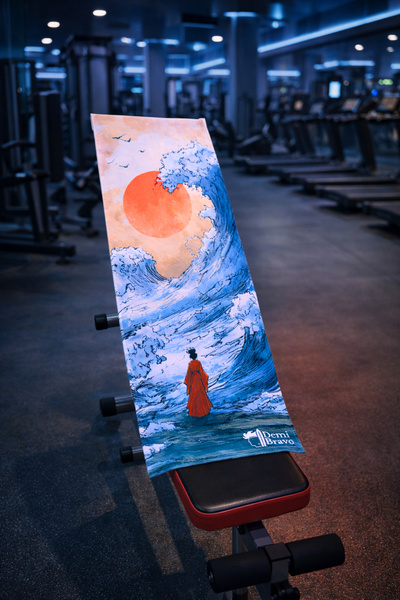 DEMİ BRAVO Özel Tasarım Cepli Pamuk Spor Havlusu - Okyanus