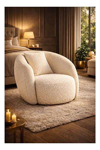 Darif Upholstered Chair with Swedish Wood Legs 85×85×80cm - Beige