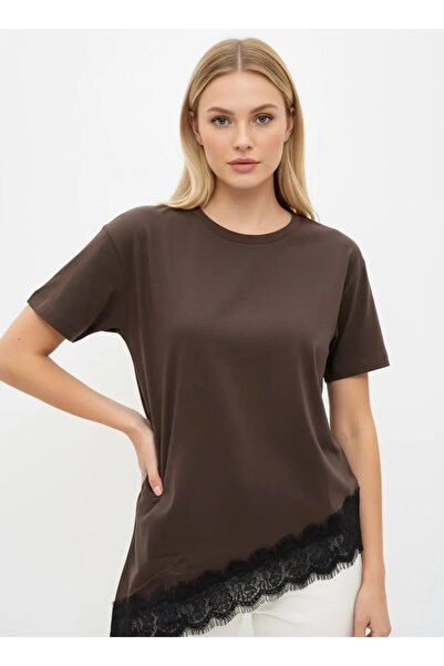 Park Karon Bluză de damă guler rotund dantelă Detaliu bumbac moale 26007