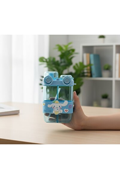 kt kuzey tacı Sanrio Karakterli İkili Bölmeli Pipetli Su Matarası – Taşınabil...