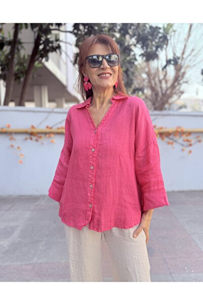 DenizEge Cămașă italiană K in cu numărul cu vipușcă pe spate, roz