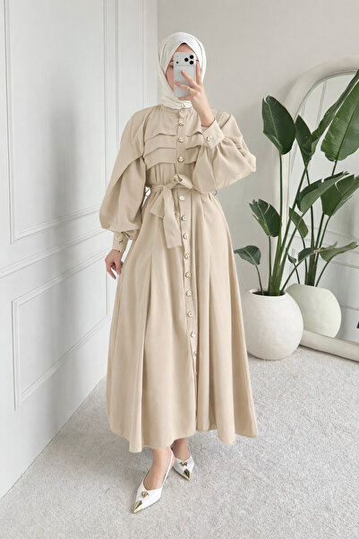 Tesettür Diyarı Liva Tansel Υφασμάτινο Φόρεμα Τεσεττούρ με Κουμπιά Μπροστά κα...