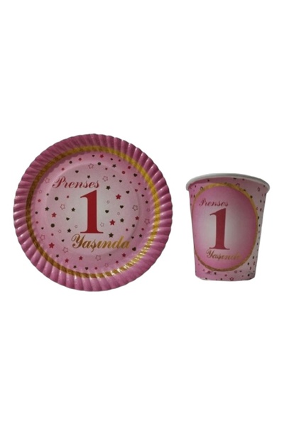 CAVAŞ sun hat Princess 1 Year Old 8 farfurii și 8 pahare
