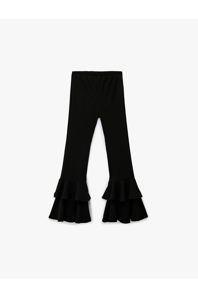 Koton Elastic Waist Ruffle Detail Flared Trousers
