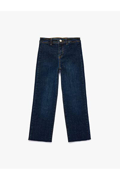 Koton Cotton Buttons Pocketed Culotte Denim Trousers