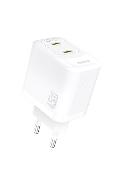 DUDAO Încărcător de perete A28PEU GaN 45W PD, USB-C dublu, alb