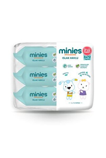 Minies 4 مناشف مبللة 3x72 قطعة
