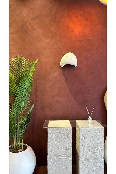 Lunalore Beton Textured Lightweight Fiberglass Modern New Wall Sconce – Electrically Connected – White - 27 cm
