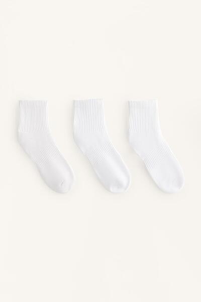 Oysho 3 çift spor pamuklu karışım quarter çorap